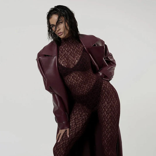 Enterizo transparente de encaje