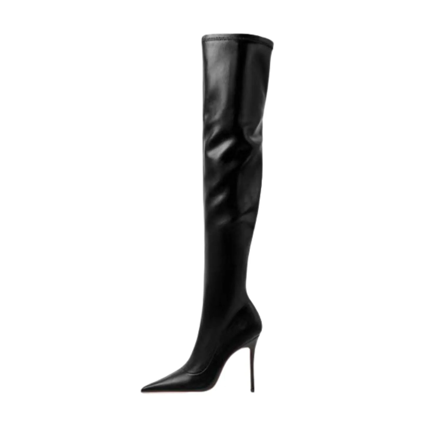 Arden Furtado 2025 invierno marrón elástico sobre la rodilla botas puntiagudas cremallera lateral conciso tacón súper alto botas ajustadas para mujer