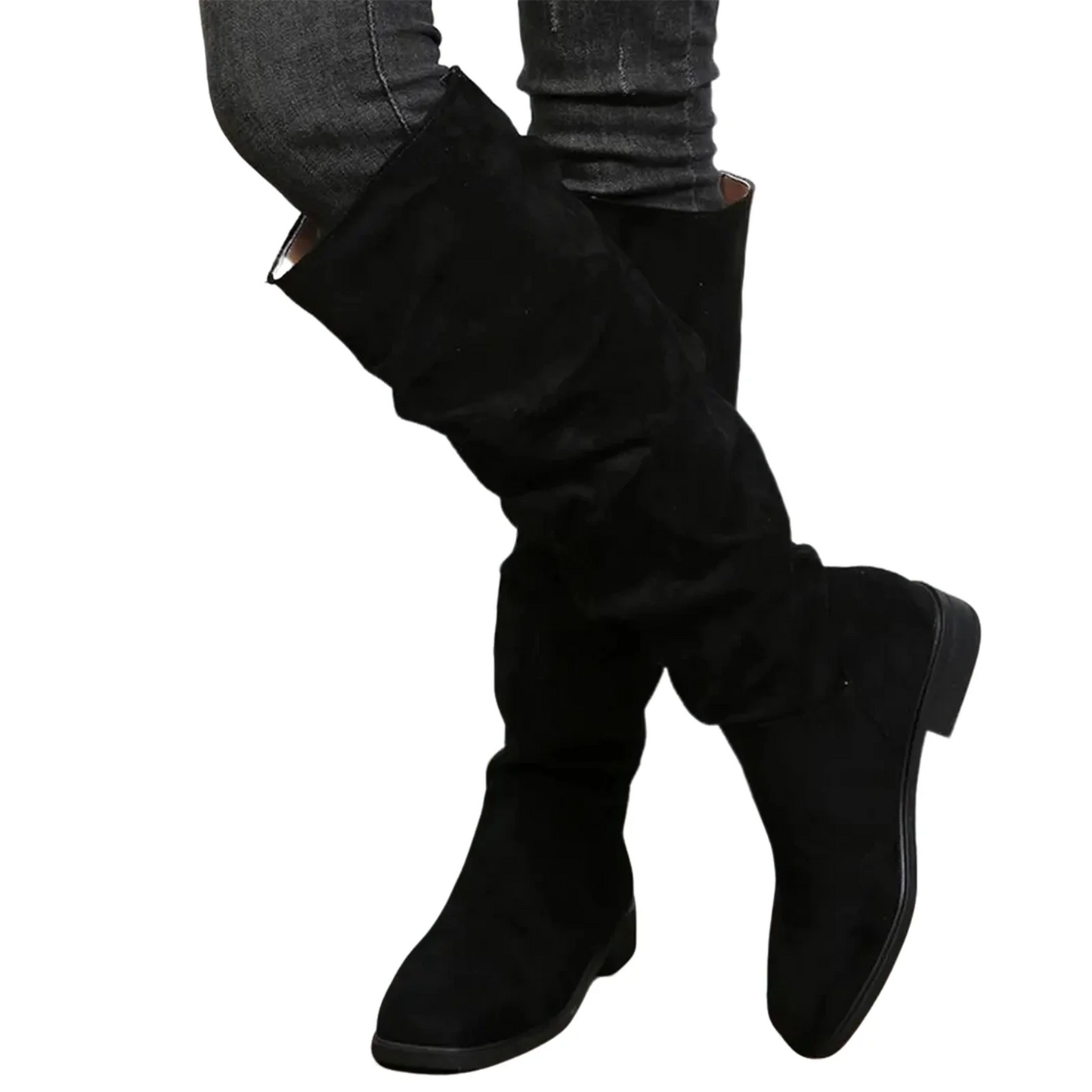 Nuevo Botas de moda Otoño Invierno Botas plisadas de alta calidad Botas de fondo grueso con punta redonda Botas cómodas para Mujer