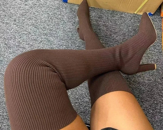 Botas altas por encima de la rodilla, calcetines elásticos de alta calidad