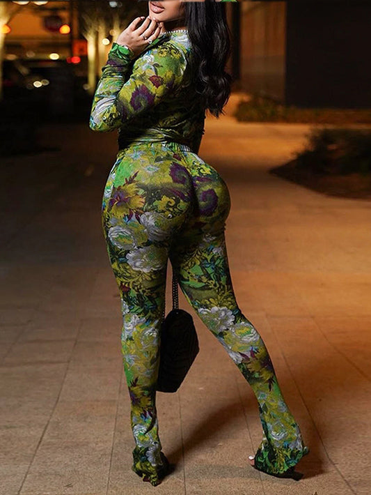 Conjunto informal de pantalones largos con estampado