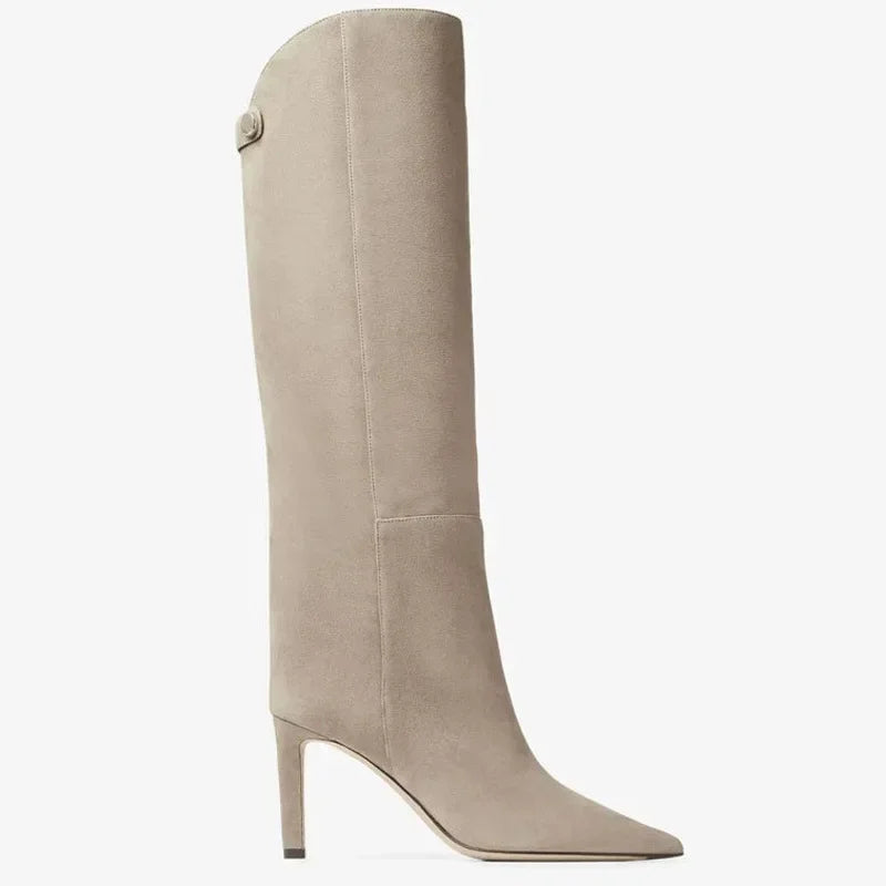 Botas rectas de tacón de aguja puntiagudas, colores, estilo Simple