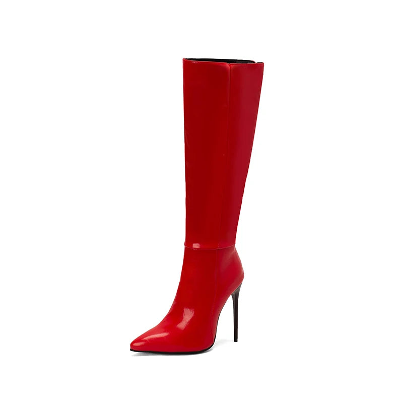 Botas elásticas de charol de lujo, zapatos de diseñador