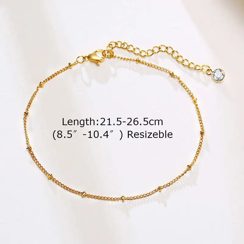 Tobillera de cadena de acero inoxidable