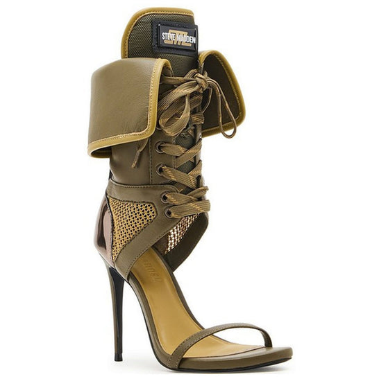 Sandalias occidentales de retales de color verde militar para mujer