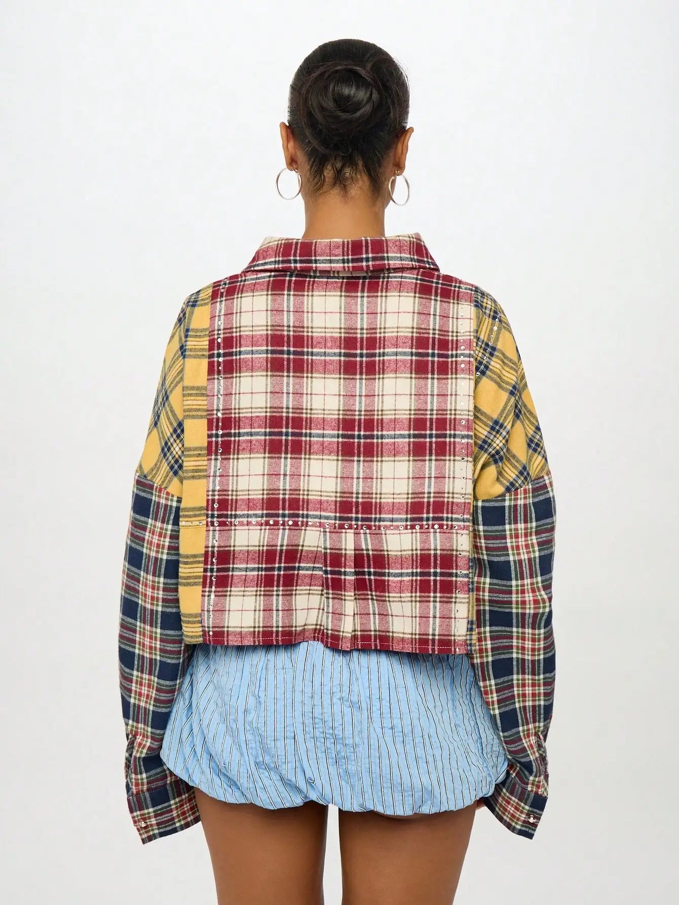 Camisa Corta a Cuadros con Parches