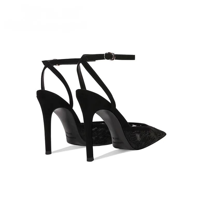 zapatilla de malla bordada elegante puntiagudo para fiesta