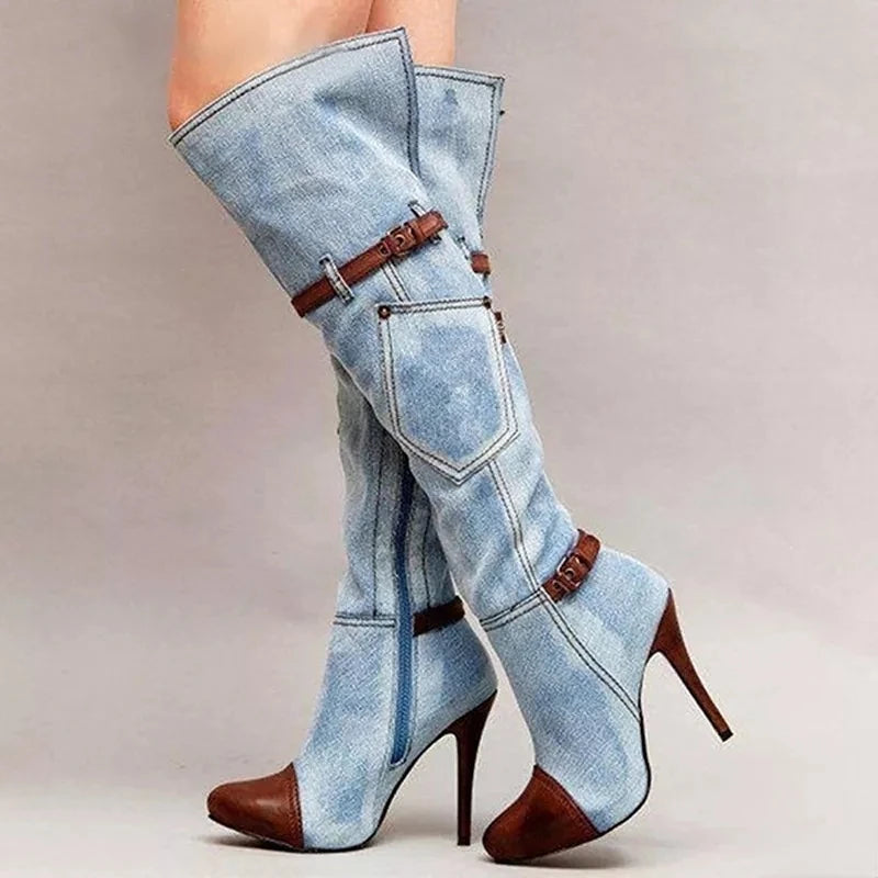 Zapatos vaqueros de tacón alto