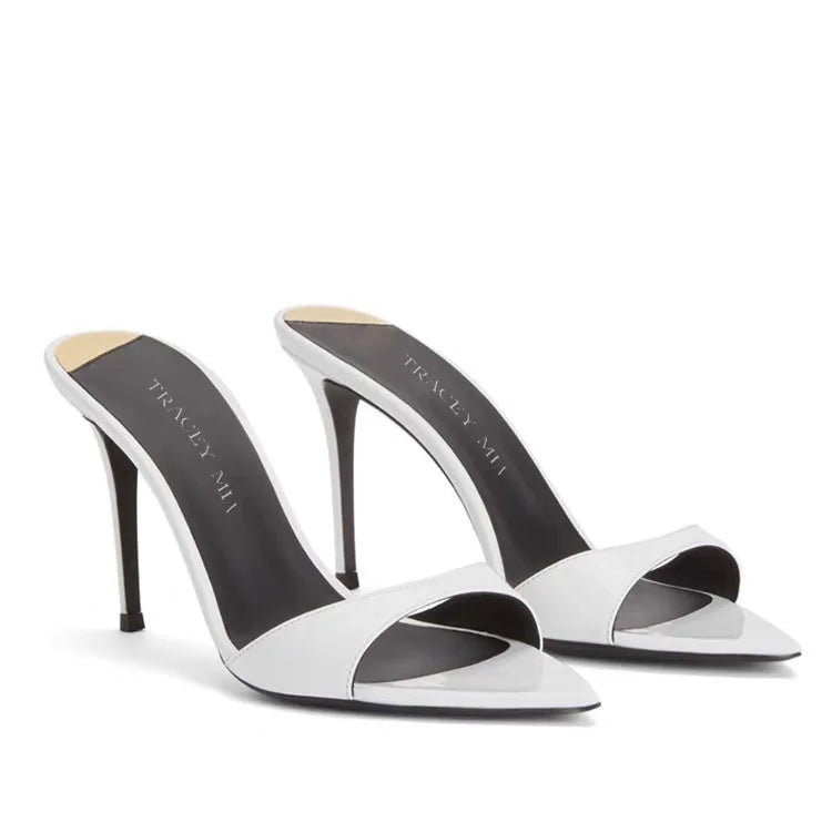 Sandalias de tacón alto sexis con punta estrecha para mujer