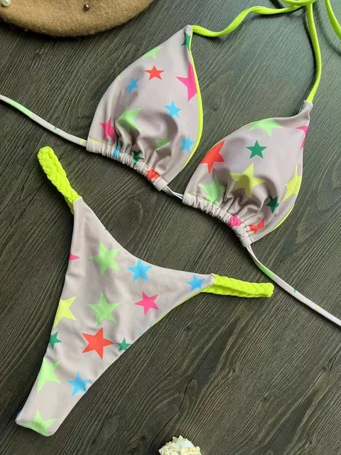 2024 bikini sexy para mujer, bikini triangular brasileño, traje de baño push-up, bikini de playa
