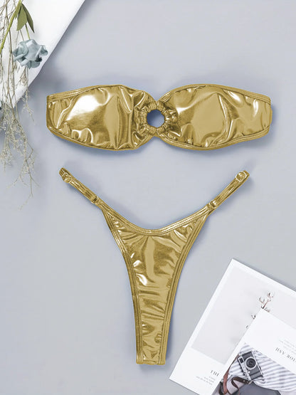 Bikini sexy dorado de dos pieza