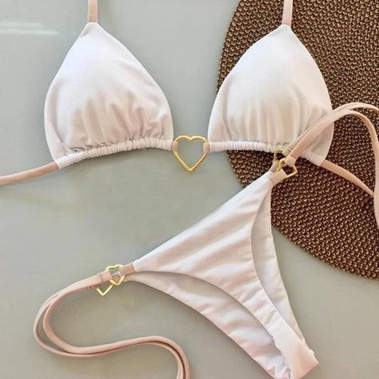 Bikini blanco de Color sólido
