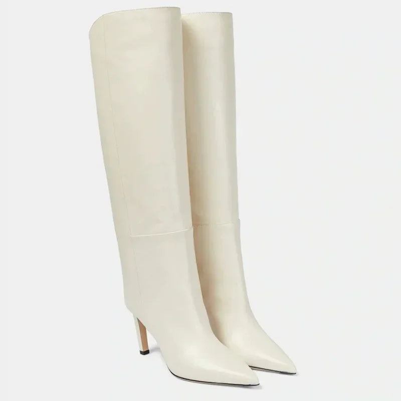 Botas rectas de tacón de aguja puntiagudas, colores, estilo Simple