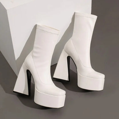 Botines elásticos estilo Punk gótico con plataforma gruesa