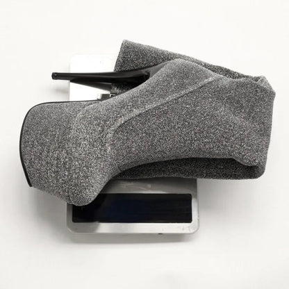 Botas hasta la rodilla con tacón alto de 16cm para mujer, botines sexys de Pole Dance, plataforma impermeable, cremallera lateral, cuero brillante, punta redonda, 35-45