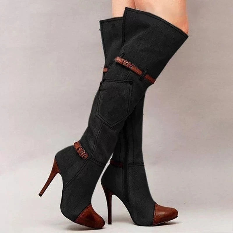 Zapatos vaqueros de tacón alto