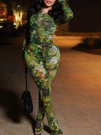 Conjunto informal de pantalones largos con estampado