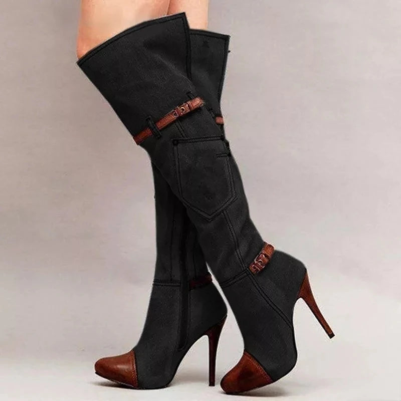 Zapatos vaqueros de tacón alto