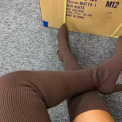 Botas altas para Mujer, Botas por encima de la rodilla para Otoño e Invierno, calcetines elásticos de alta calidad, Botas sexis de tacón de 9cm para Mujer, Botas para Mujer