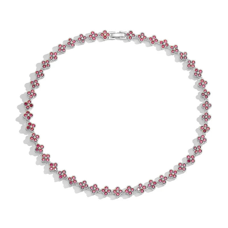 Conjunto de joyería de pulsera y collar de flores