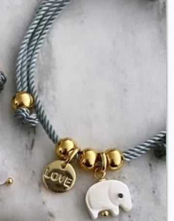 Pulsera de buena suerte con ojos de elefante ajustables hecha a mano