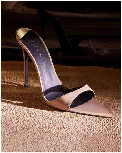 Sandalias de tacón alto sexis con punta estrecha para mujer