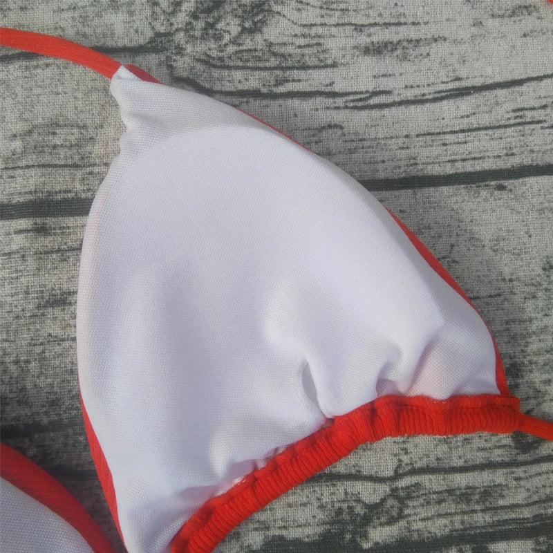 Bikini 2023, traje de baño Sexy de Color sólido, conjunto de Bikini a rayas triangulares para mujer, traje de baño, Bikini de playa, Bikini para mujer