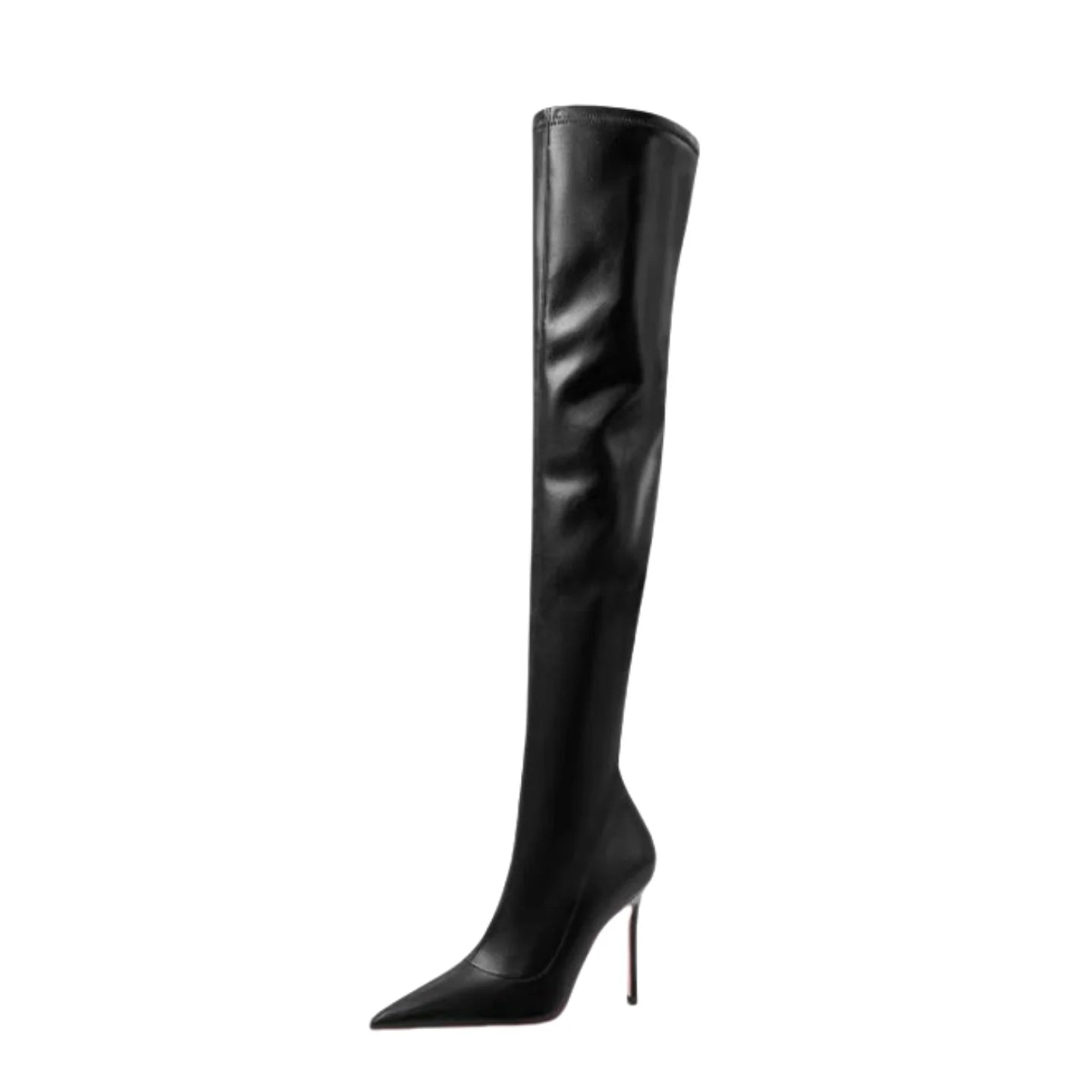 Arden Furtado 2025 invierno marrón elástico sobre la rodilla botas puntiagudas cremallera lateral conciso tacón súper alto botas ajustadas para mujer