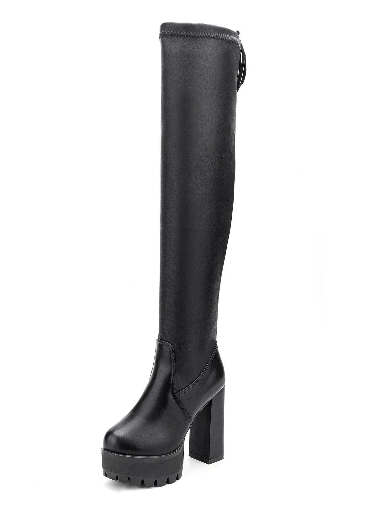 Maogu-Botas De tacón alto con plataforma para Mujer, zapatos largos por encima De la rodilla De cuero, otoño e invierno, 2023