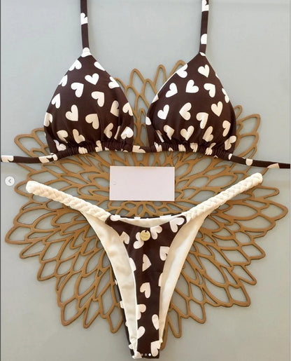 2025 nuevo conjunto de Bikini Sexy para mujer, traje de baño para vacaciones en la playa, conjunto de Bikini brasileño con Tanga, traje de baño Sexy de dos piezas, ropa de playa para mujer