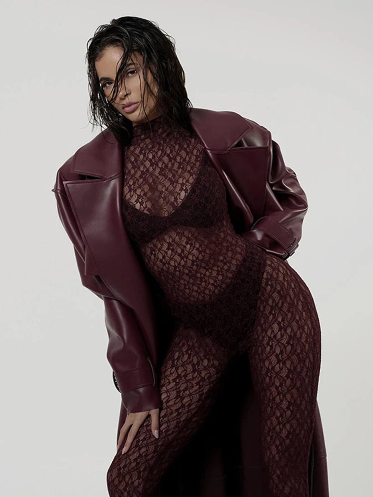 Enterizo transparentes de encaje para mujer