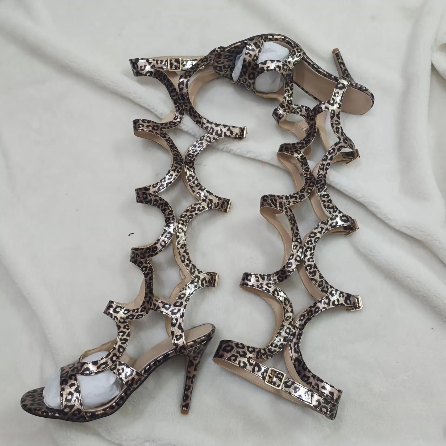 Sandalias de tacón de aguja con punta abierta