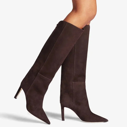 Botas rectas de tacón de aguja puntiagudas, colores, estilo Simple