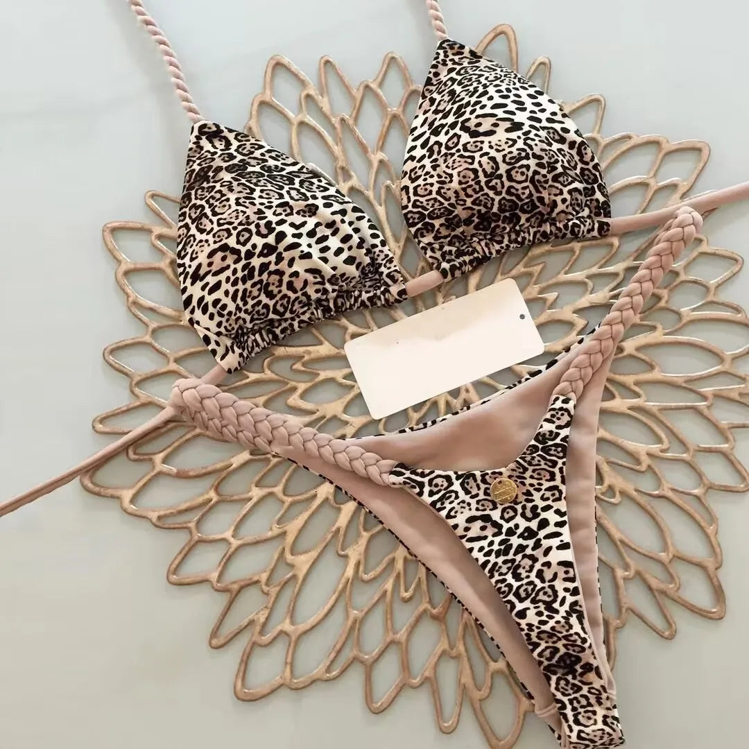 Bikini de cintura alta, traje de baño Sexy con Tanga, conjunto de Bikini con estampado de cebra, traje de baño brasileño para mujer, nuevo Bikini, traje de baño para mujer