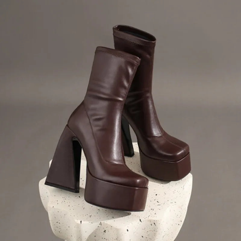 Botines elásticos estilo Punk gótico con plataforma gruesa