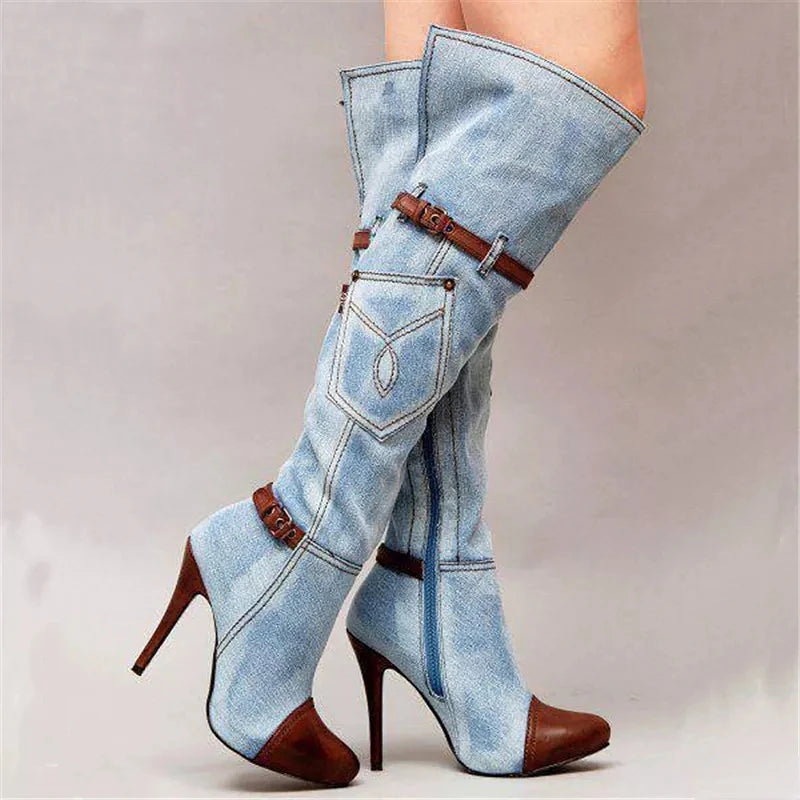 Zapatos vaqueros de tacón alto