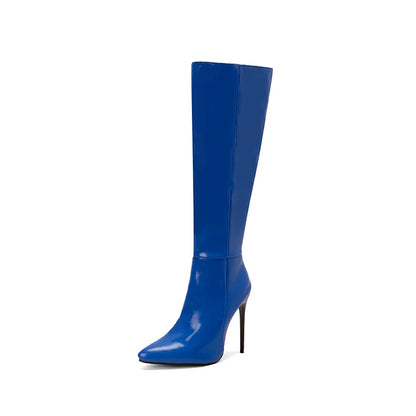 Botas elásticas de charol de lujo, zapatos de diseñador