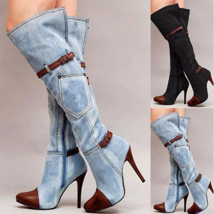 Zapatos vaqueros de tacón alto