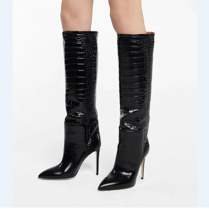 Botas finas con estampado De cocodrilo y tacón alto