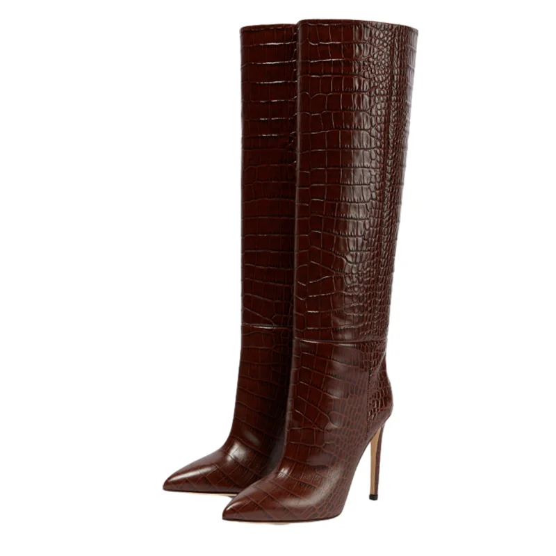 Botas finas con estampado De cocodrilo y tacón alto