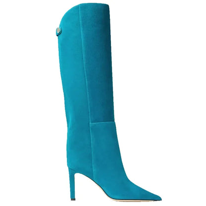 Botas rectas de tacón de aguja puntiagudas, colores, estilo Simple