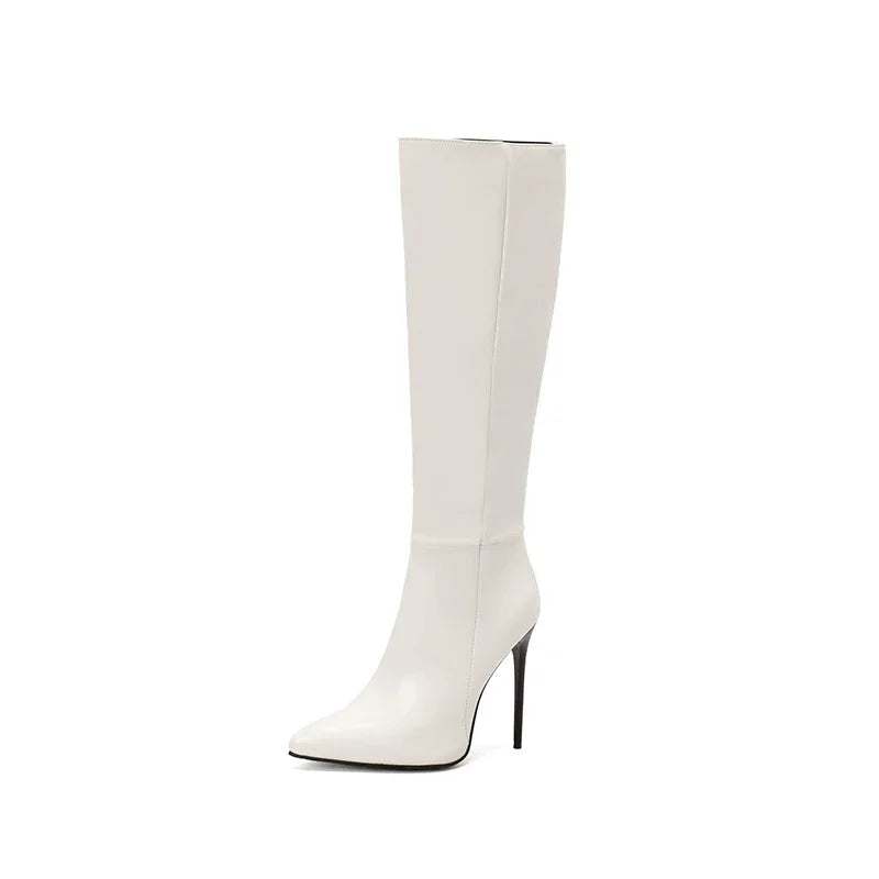 Botas elásticas de charol de lujo, zapatos de diseñador