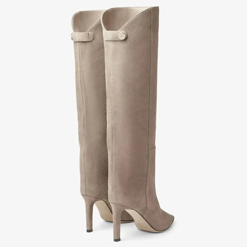 Botas rectas de tacón de aguja puntiagudas, colores, estilo Simple