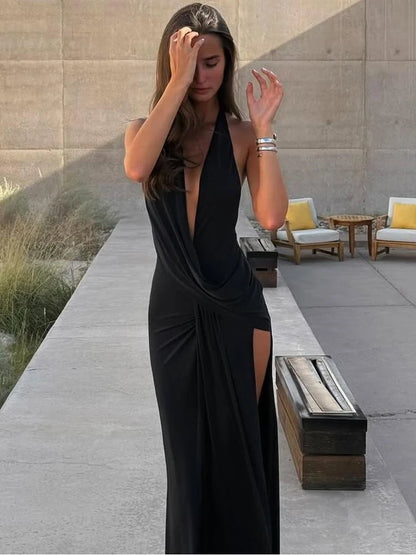 Vestido largo sexi con escote