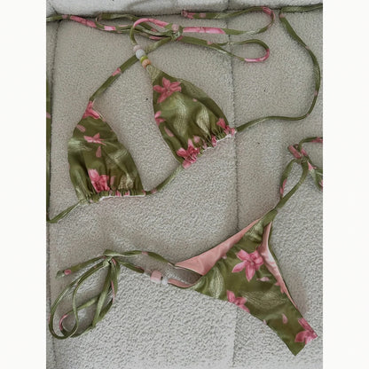 Microbikini traje de baño Sexy tema floral