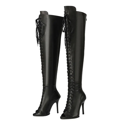 Tacones de aguja de alta calidad para fiesta de salón de baile de Jazz, botas por encima de la rodilla, botines sexis personalizables para baile latino al aire libre, talla grande