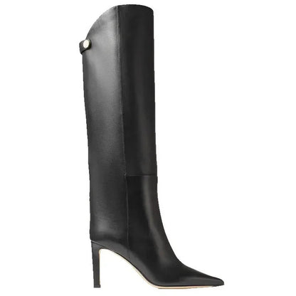 Botas rectas de tacón de aguja puntiagudas, colores, estilo Simple