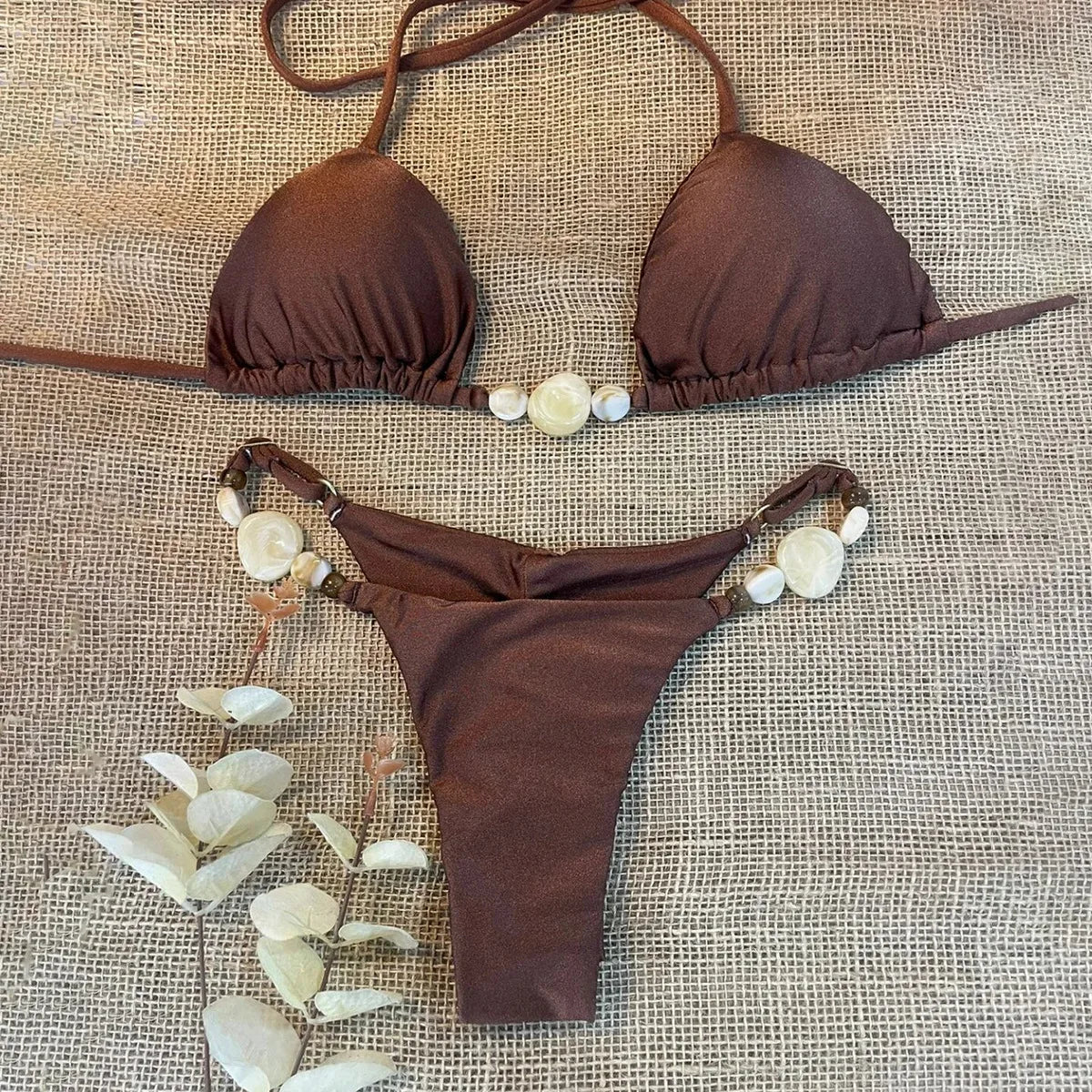 2025 nuevo bikini sexy bikini color sólido traje de baño dividido para mujer