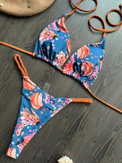 2024 bikini sexy para mujer, bikini triangular brasileño, traje de baño push-up, bikini de playa