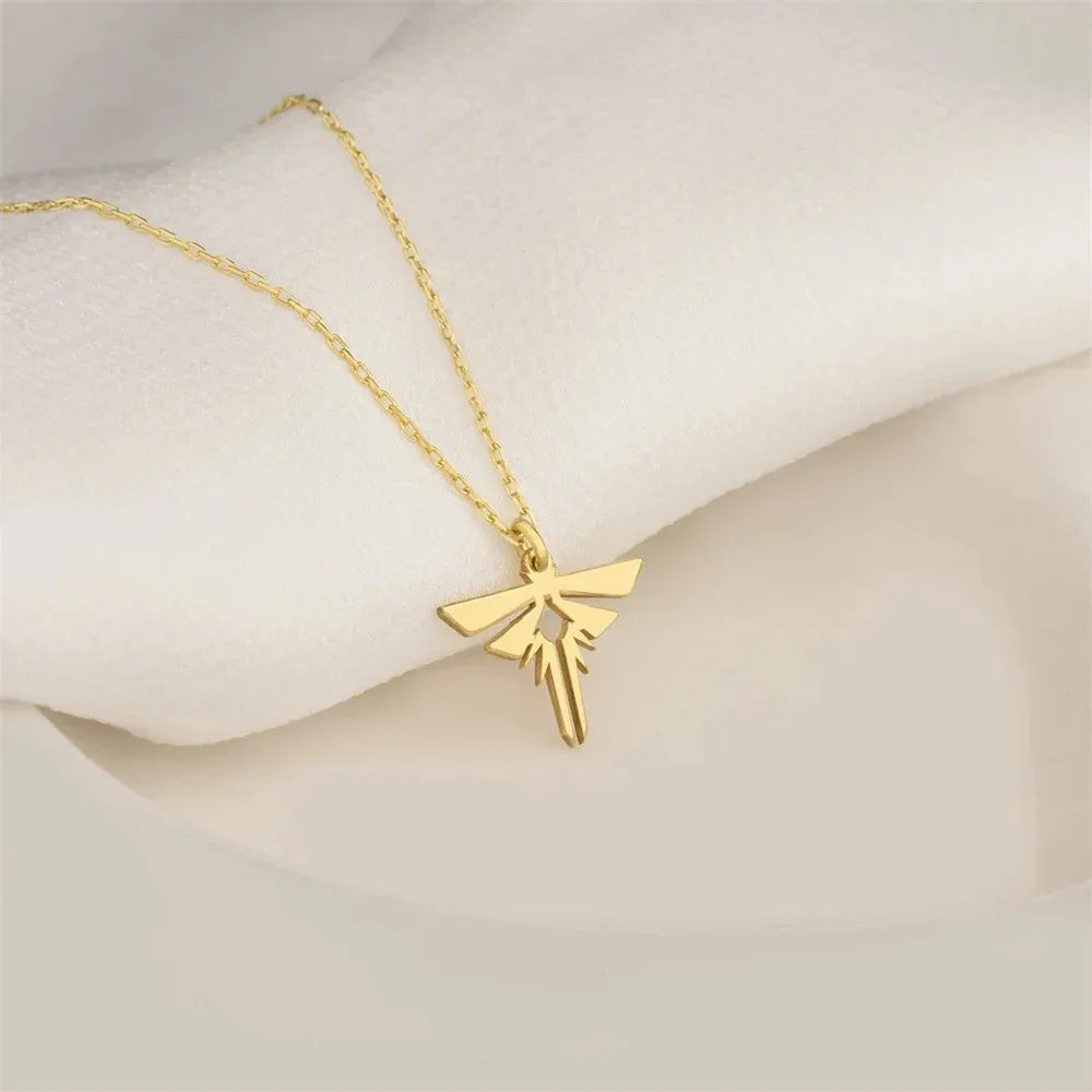 Collar con colgante con logotipo de luciérnaga de acero inoxidable